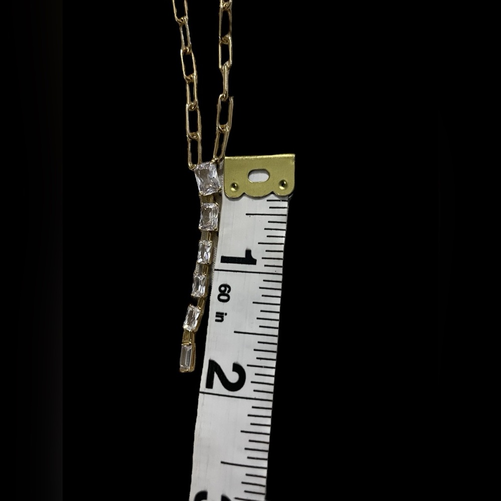 NWT Eliot Danori Gold Necklace 18 w/ 6 rectangle CZ Accents (18” w 2” in stones) - Picture 6 of 8